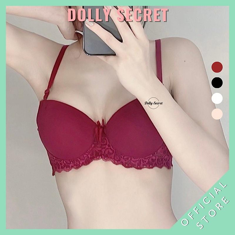 Áo lót nữ nâng ngực có đệm ren nơ sexy gợi cảm chống chảy xệ DOLLY SECRET A07