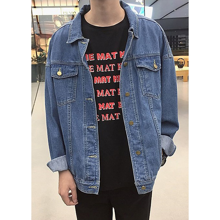 Áo khoác jeans nam form rộng basic 02