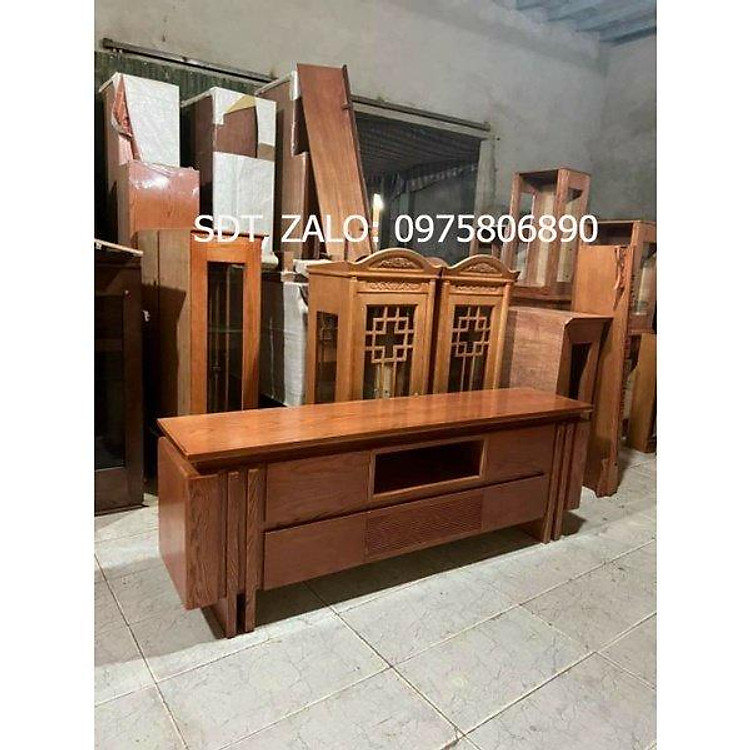 Kệ tivi gỗ sồi sơn 2 màu