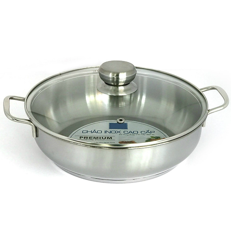 Chảo Lẩu Inox 3 Đáy Dùng Được Cho Bếp Từ Nắp Kiếng