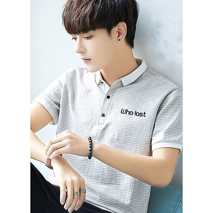 Áo thun polo nam sọc ngang có cổ trẻ trung teen vải cá sấu cao cấp ND01
