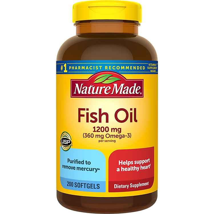 Dầu Cá Nature Made Fish oil 1200mg 0mega-3 200 viên - mẫu 2020