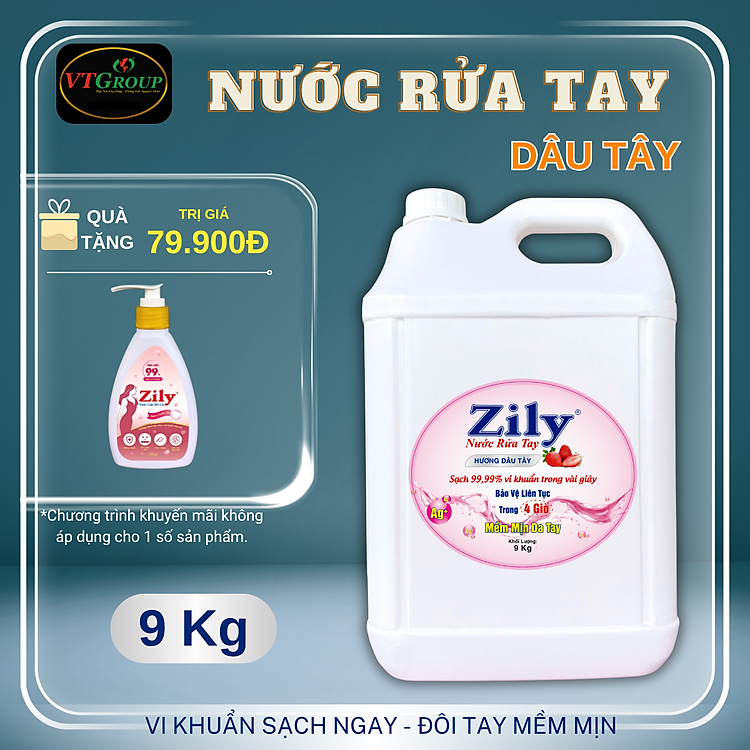 Nước Rửa Tay Zily Can 9Kg - Tặng 1 Nước giặt đồ lót Zily 200gr