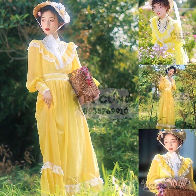 ĐẦM (VÁY) VINTAGE, VÁY TIỂU THƯ, VÁY NÀNG THƠ PHỐI REN CỰC XINH