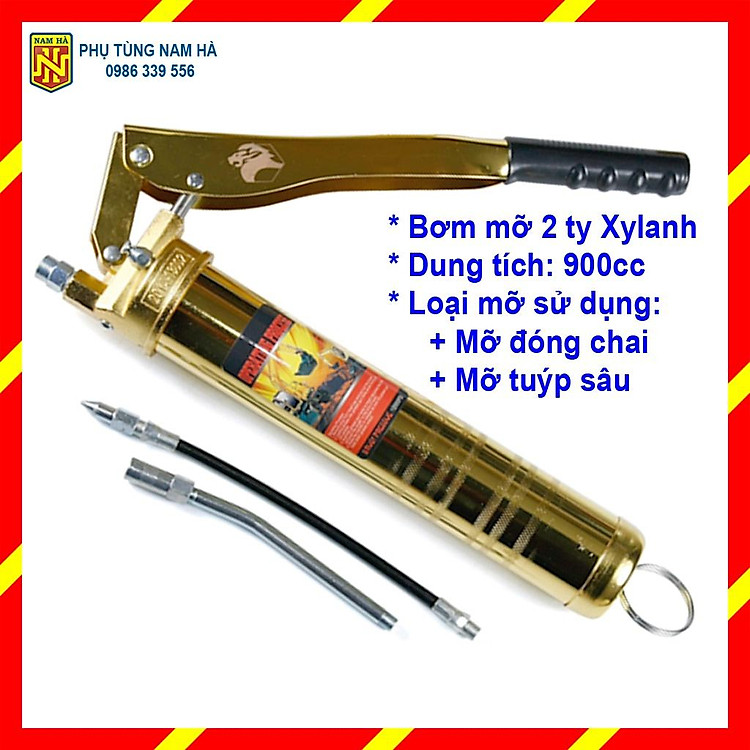 Bơm mỡ bò 2 ty 2 xy lanh piston 900CC dùng mỡ con sâu. mỡ hộp, mỡ tuýp, mỡ đóng chai CR-13014