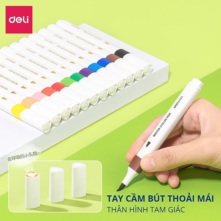 Bút Dạ Màu Marker Calligraphy Đầu Lông Mềm Deli - Ảnh 5
