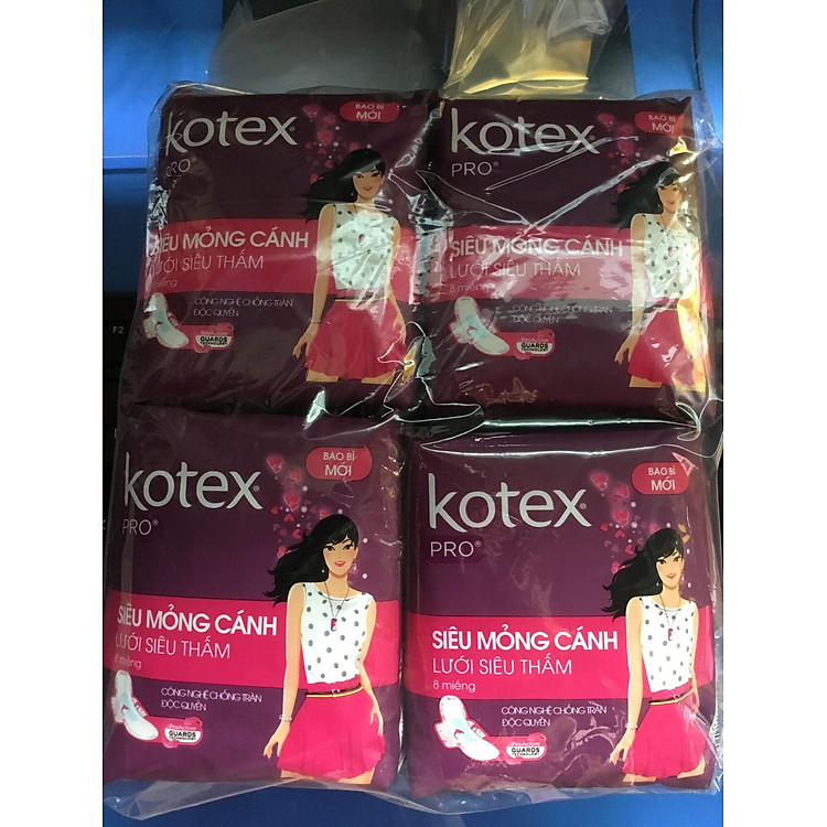 1 Gói Băng Vệ Sinh Kotex Pro Siêu Mỏng Cánh Lưới Siêu Thấm- Mỗi Gói 8 Miếng- HSD luôn mới