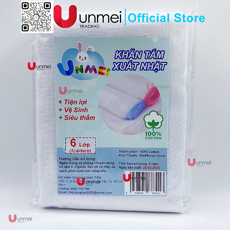 Khăn Tắm UNMEI 6 lớp Size 65cm Chính hãng Ưu đãi - Hình ảnh 2