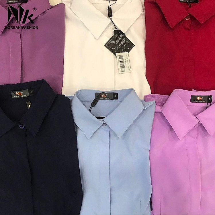 Áo Sơ Mi Nữ Công Sở Kiểu Dáng Ôm Thiết Kế Cao Cấp Trơn Tay Ngắn Vải Hàn Co Giãn Nhẹ NK FASHION NKSM2011007