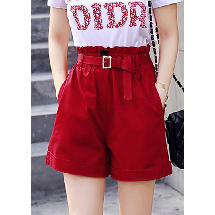 Quần short nữ cá tính kiểu quần ngắn phối nút kèm thắt lưng ROMI 3093
