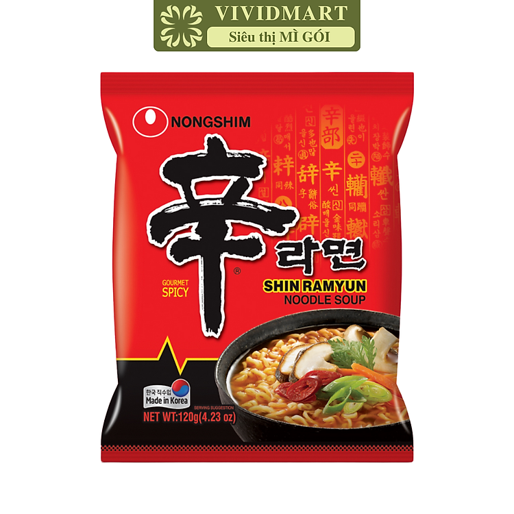 NONGSHIM - Mì Shin Ramyun truyền thống, Mì Nongshim Shin Ramyun, Mì Nongshim Hàn Quốc (120g/gói)
