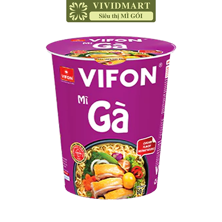 VIFON - Mì ly Vifon hương vị Gà, Vifon mì ly gà Vifon, Mì gà Vifon ly, Vifon Mì ly ăn liền Vifon (60g/ly)