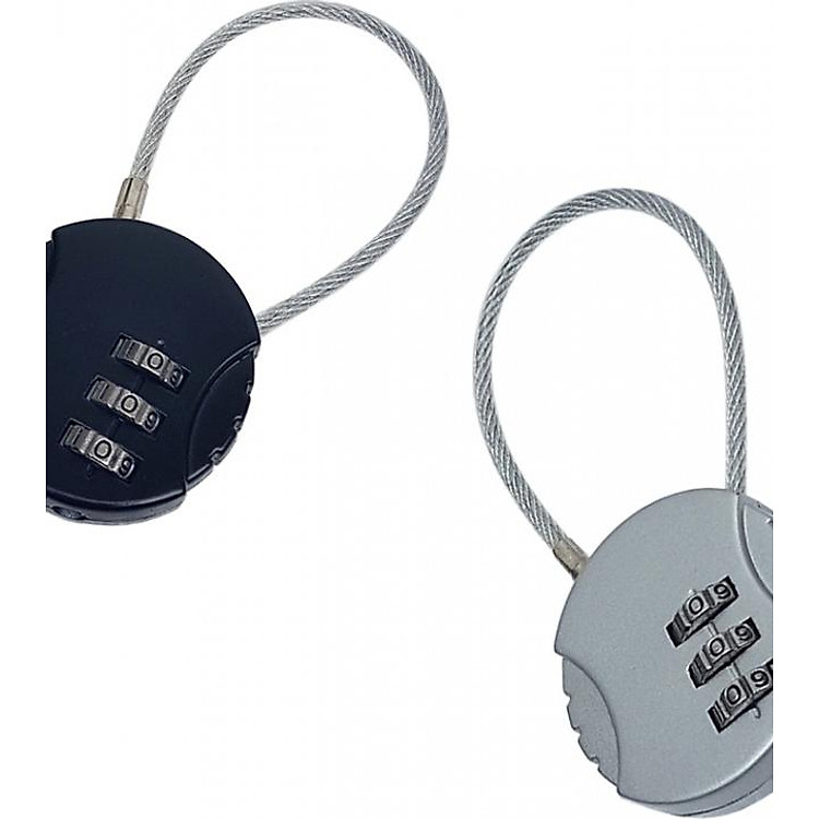 Bộ 2 cái Ổ khóa tròn vali, balo, túi du lịch loại dây cáp mật mã 3 số TK034