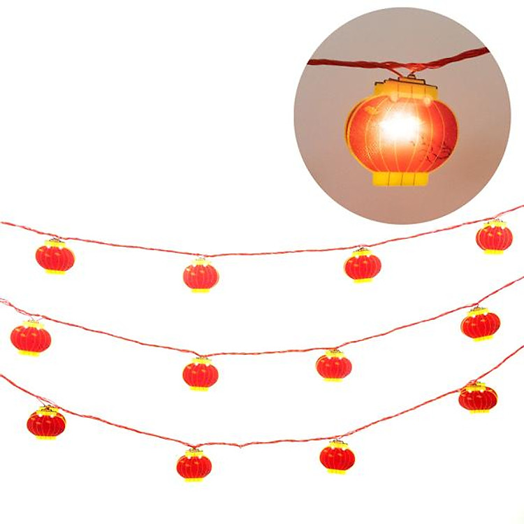 Dây Đèn Led Nháy Hình Lồng Đèn Trang Trí Tết (4.5 m)
