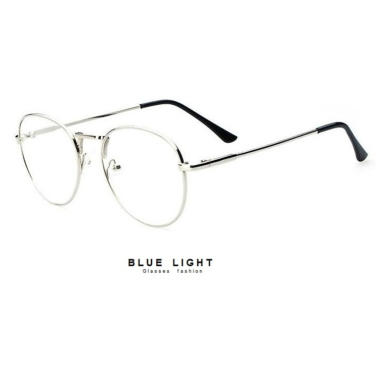 Kính Giả Cận, Gọng Kính Cận Nam Nữ Dáng Tròn Gọng Bạc Không Độ Hàn Quốc - BLUE LIGHT SHOP