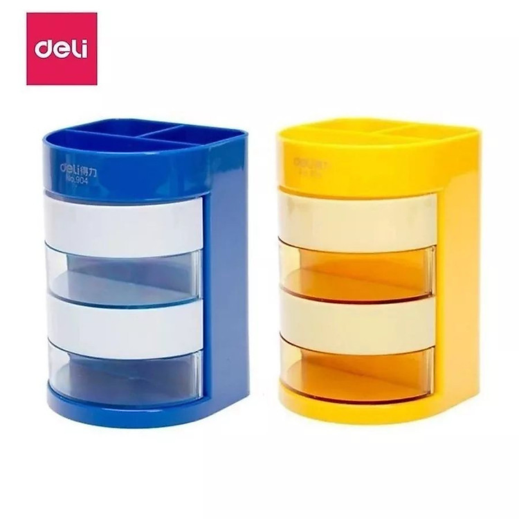 Set 2 khay cắm bút Deli 904 / 906 / Khay cắm viết có ngăn mở nắp tiện dụng Deli E904 / E906