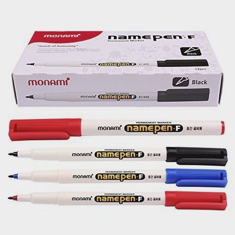 MONAMI- Bút dạ kính monami Namepen-F một đầu ngòi trung (1 Hộp có 12 cây bút )