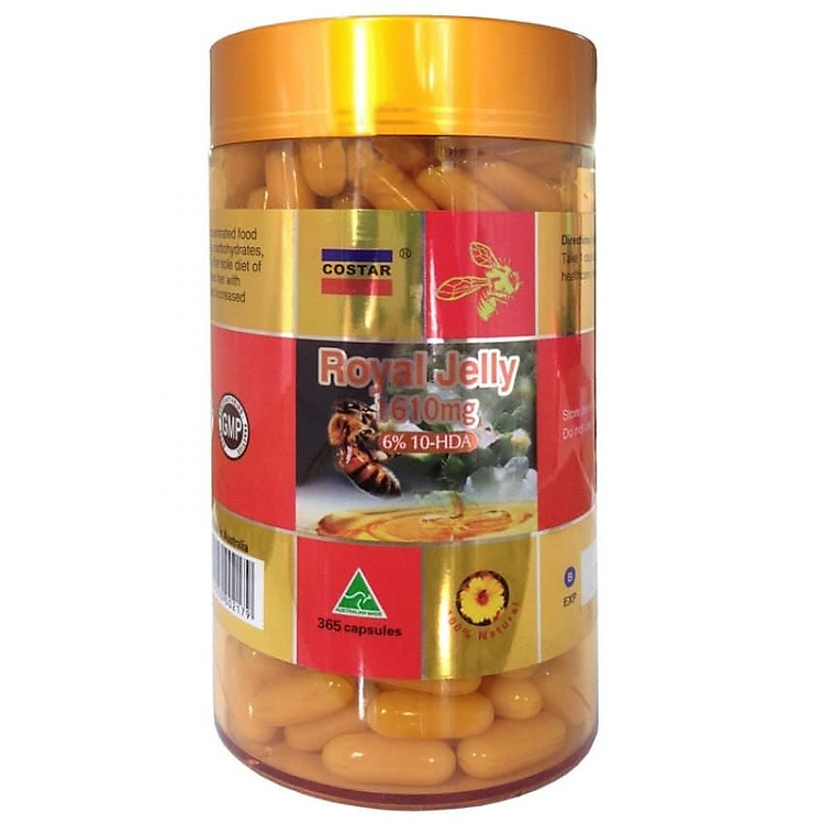 Thực Phẩm Chức Năng Viên Uống Sữa Ong Chúa Costar Royal Jelly 1610mg 6% 10-HDA - Hộp 365 Viên