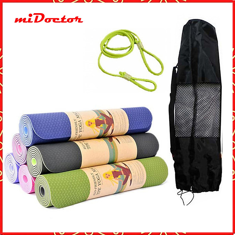 Thảm Tập YoGa miDoctor + Bao Thảm Tập Yoga + Dây Thảm Tập Yoga (Giao Màu Ngẫu Nhiên)
