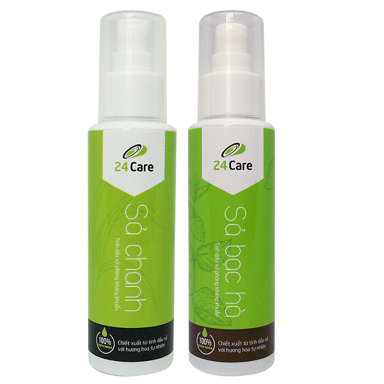 Combo 2 tinh dầu xịt phòng hương sả 24Care (100ml)