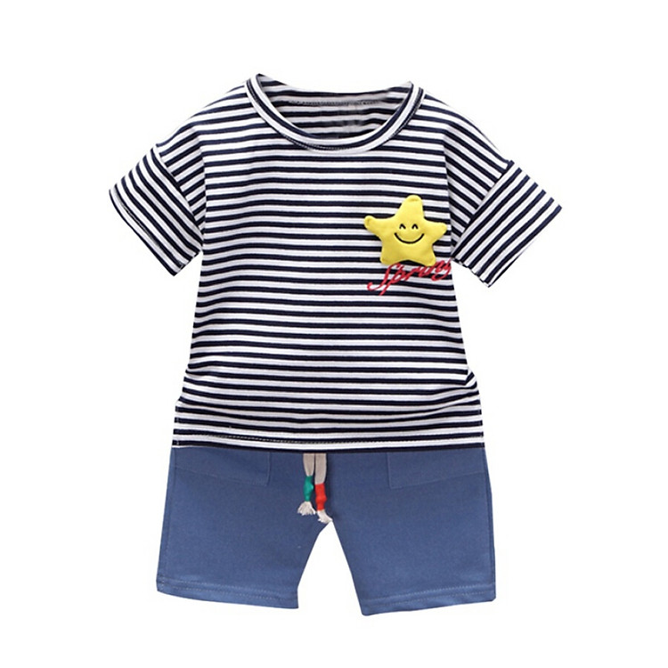 Casual Boy Clothes Set Kids Summer Striped T-shirt+shorts KIds Clothes Set 0-4T Boy T-shirt