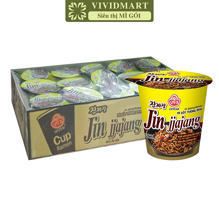 OTTOGI - Mì ly trộn Jin hương vị Xốt tương đen, Mì trộn tương đen Otogi ly, Mì tương đen ly Jin (70g/ly)