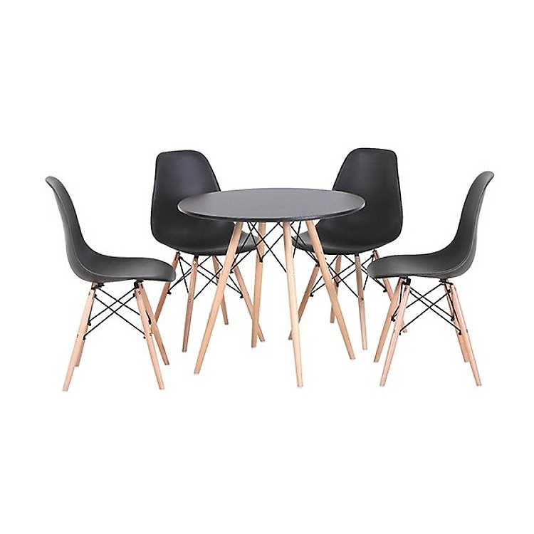Bộ Bàn Tròn 4 Ghế Eames TH01 - Đen