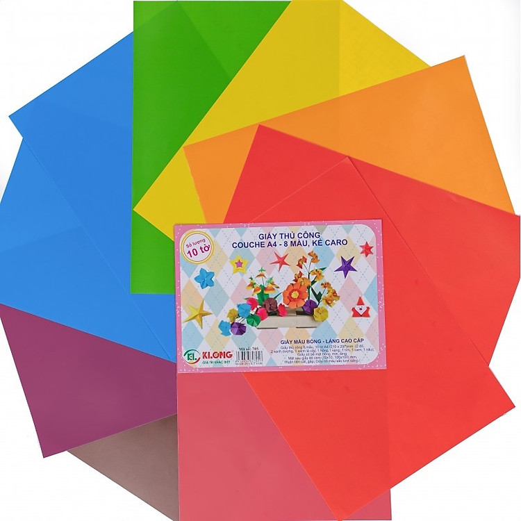 Giấy thủ công A4 kẻ Caro Klong 705 (10 tờ, 8 màu) - Ảnh 4