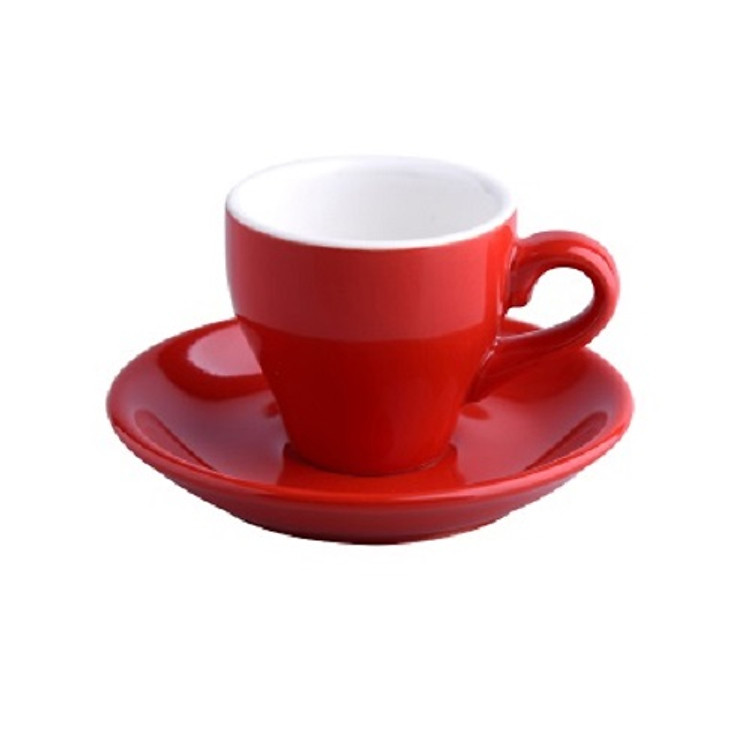 Bộ ly dĩa sứ tặng kèm muỗng chất liệu sứ cao cấp dung tích cho cà phê Espresso - Cappuccino - Latte nhiều màu sắc