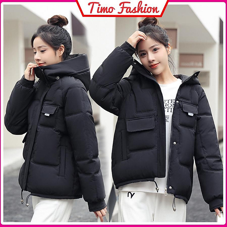 Áo phao nữ đẹp, Áo khoác phao béo Hàn Quốc chất dày dặn cao cấp bigsize mặc siêu ấm kèm mũ lông form rộng Ulzzang AO22