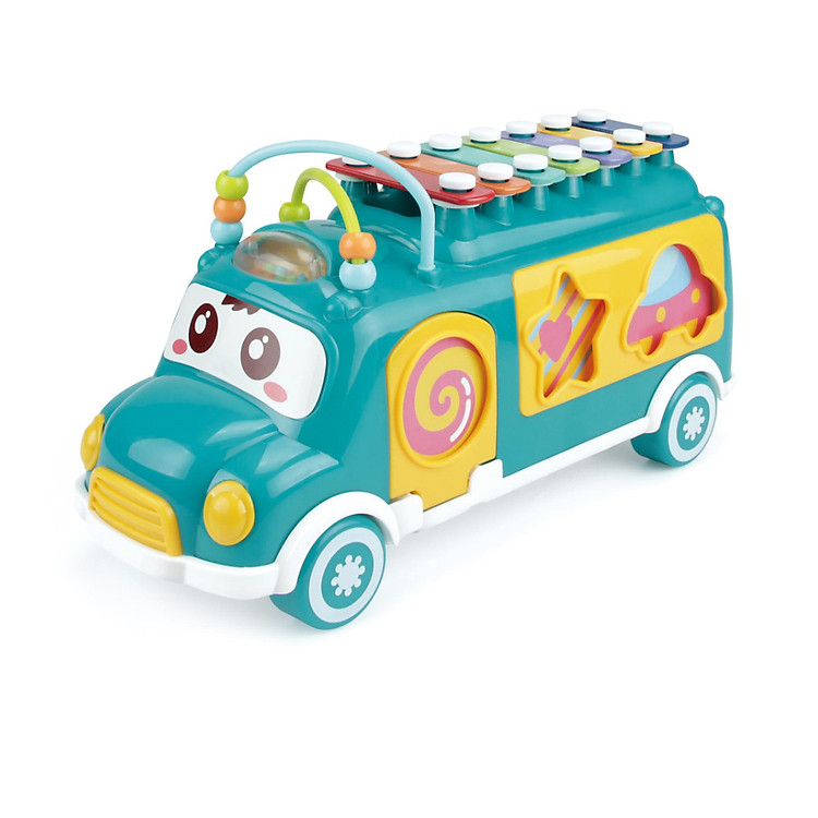 Đồ chơi thả khối hình xe bus đáng yêu kết hợp kèm đàn gõ đa năng vừa học vừa chơi cho bé Huanger HE8023 (giao màu ngẫu nhiên)