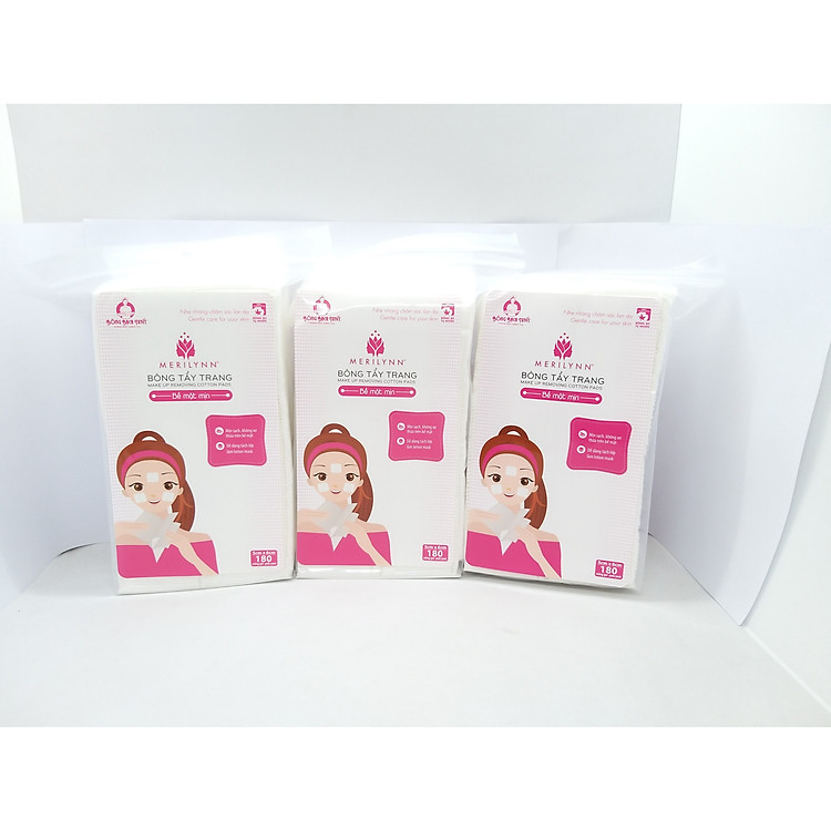 COMBO 3 GÓI BÔNG TẨY TRANG BỀ MẶT MỊN BẠCH TUYẾT (GÓI 180 MIẾNG)