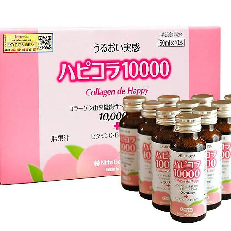 Collagen De Happy 10,000mg hộp 10 chai, collagen Nhật Bản dạng nước