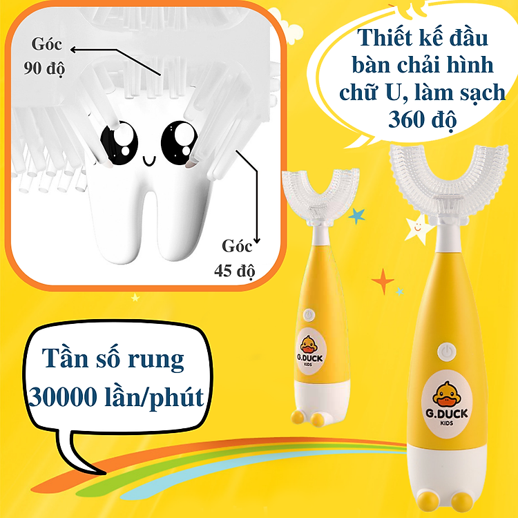 Bàn chải điện trẻ em vịt vàng Chính hãng Giá tốt - Hình ảnh 5