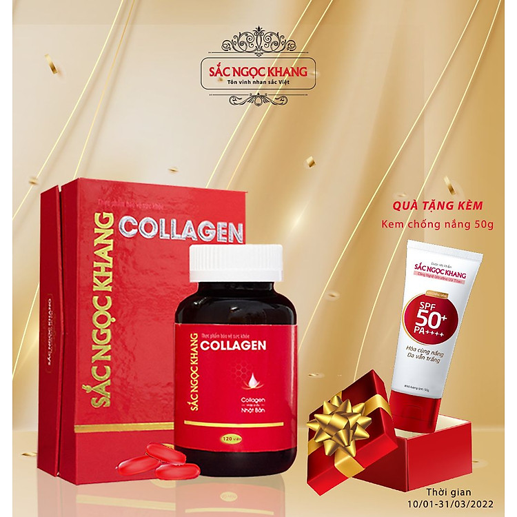 Viên uống Collagen Sắc Ngọc Khang 120 viên giúp tăng đàn hồi, mịn màng da