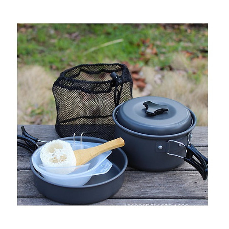Bộ Nồi nấu nướng dã ngoại cắm trại 1-2 người xếp gọn