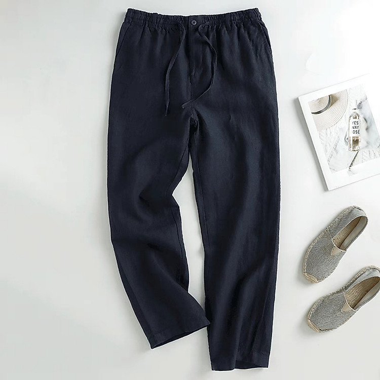 Quần suông nam đứng form, mẫu mới chất linen mềm mại, dây rút kết hợp khuy khóa trước Qd11