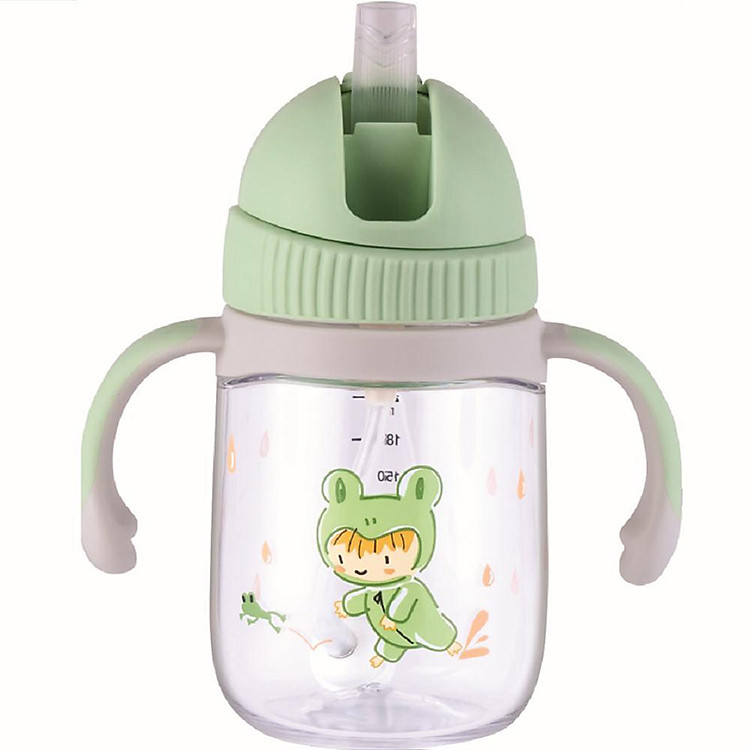 Bình tập uống nước cho bé Lock&Lock 240ml 350ml - Hàng chính hãng, chất liệu nhựa Tritan, có ống hút, có quai cầm, chống sặc, họa tiết ngẫu nhiên