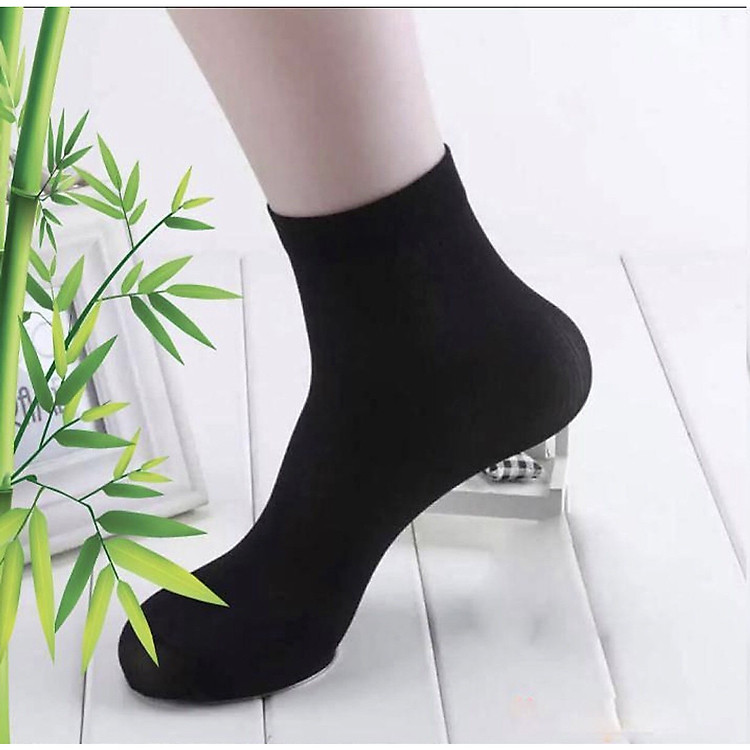 Combo gồm 10 đôi tất cổ cao sợi tre mềm mỏng thoáng khí khử mùi chống hôi chân