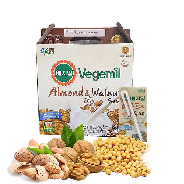 Sữa đậu nành óc chó hạnh nhân Vegemil Hàn Quốc - Xách 16 hộp (190ml/Hộp)