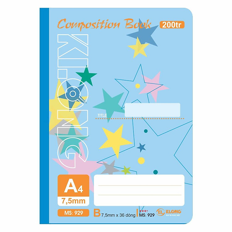 Sổ kẻ ngang may dán gáy Composition book KLONG A4 (200 trang) - Ảnh 2