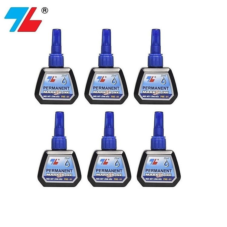 Lốc 6 lọ mực bút lông dầu Thiên Long PMI-01 không xóa được / lọ mực PMI01 đổ cho các bút dạ dầu