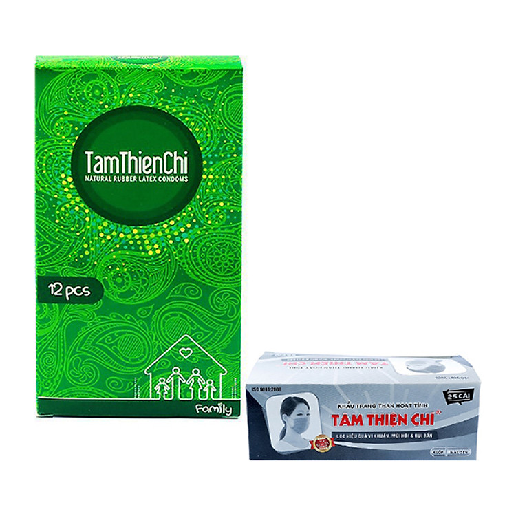 Bao cao su Tâm Thiện Chí mỏng truyền nhiệt Family ( Hộp 12 ) Tặng 1 hộp khẩu trang Tâm Thiện Chí than hoạt tính kháng khuẩn