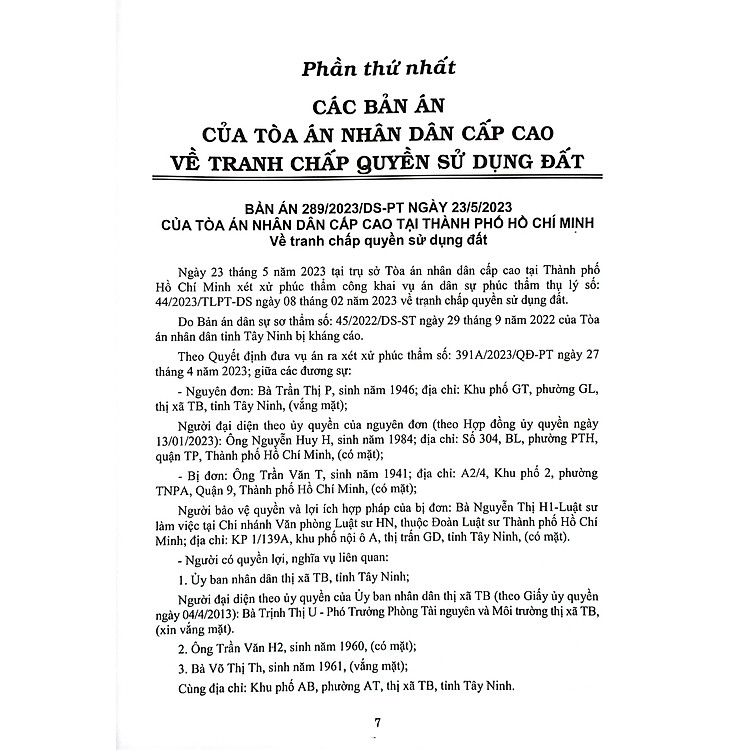 Tuyển Tập Các Bản Án Của Tòa Án Nhân Dân Cấp Cao Về Quyền Sử Dụng Đất Và Tài Sản Gắn Liền Với Đất - Ảnh 6