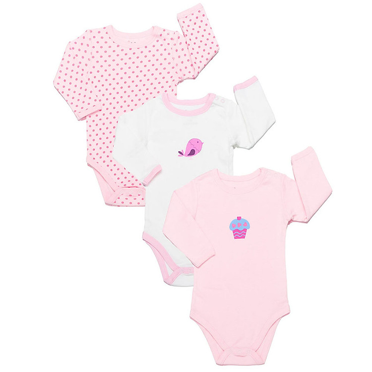 Set 3 Bộ Body Dài Tay Cho Bé Gái LullabyBaby NH19-12 - Hồng