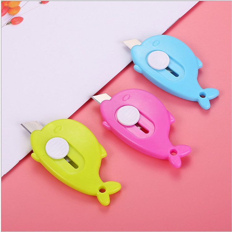 Combo 5 Dao Rọc Giấy mini Hình CÁ siêu cute, lưỡi dao bằng kim loại , thép không rỉ, nhỏ gọn an toàn