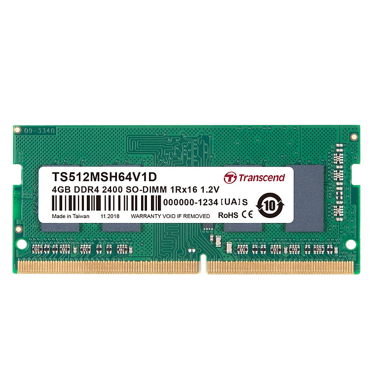 RAM Laptop Transcend 4GB DDR4 2400Mhz SO-DIMM 1Rx16 (512Mx16)x4 - Hàng Chính Hãng