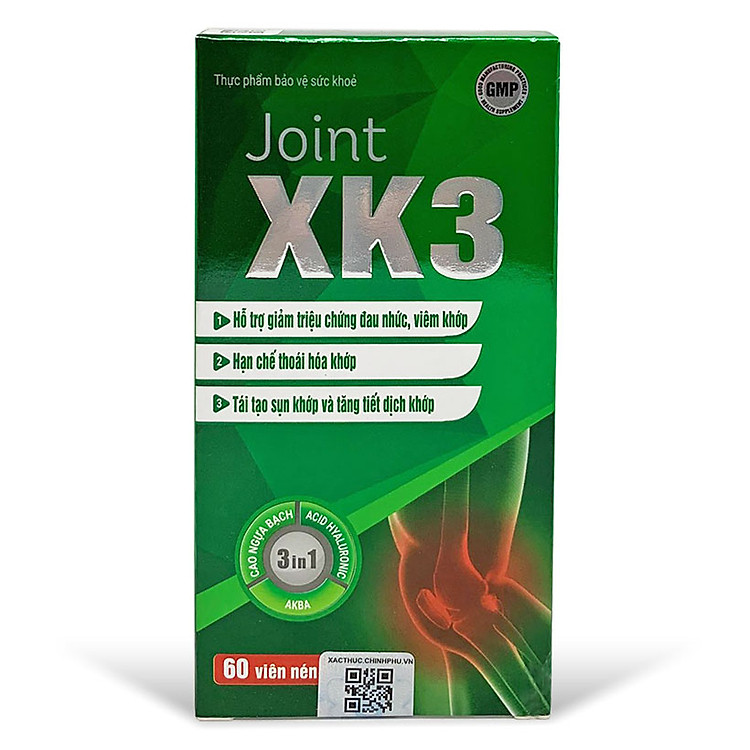 Thực phẩm bảo vệ sức khỏe Joint XK3 giúp giảm đau xương khớp, hỗ trợ điều trị bệnh khớp, hộp 60 viên
