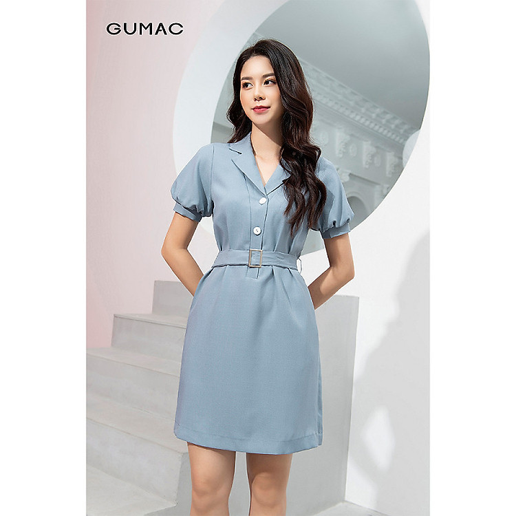 Đầm nữ GUMAC DA9241 Thiết kế cổ vest phong cách hiện đại