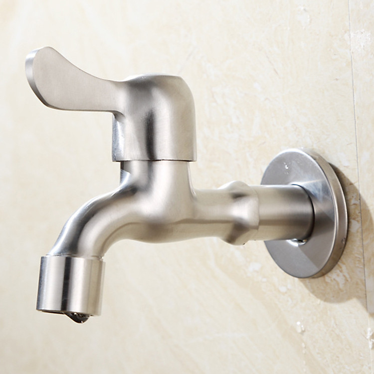 Vòi hồ - vòi máy giặt Inox SUS 304 (Trắng vàng)